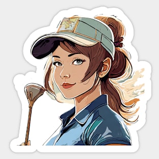 Woman Golfer Sticker